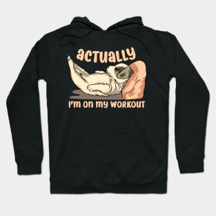 Paws & Poses: Canine Calm Amidst 'Workout' Thoughts Hoodie